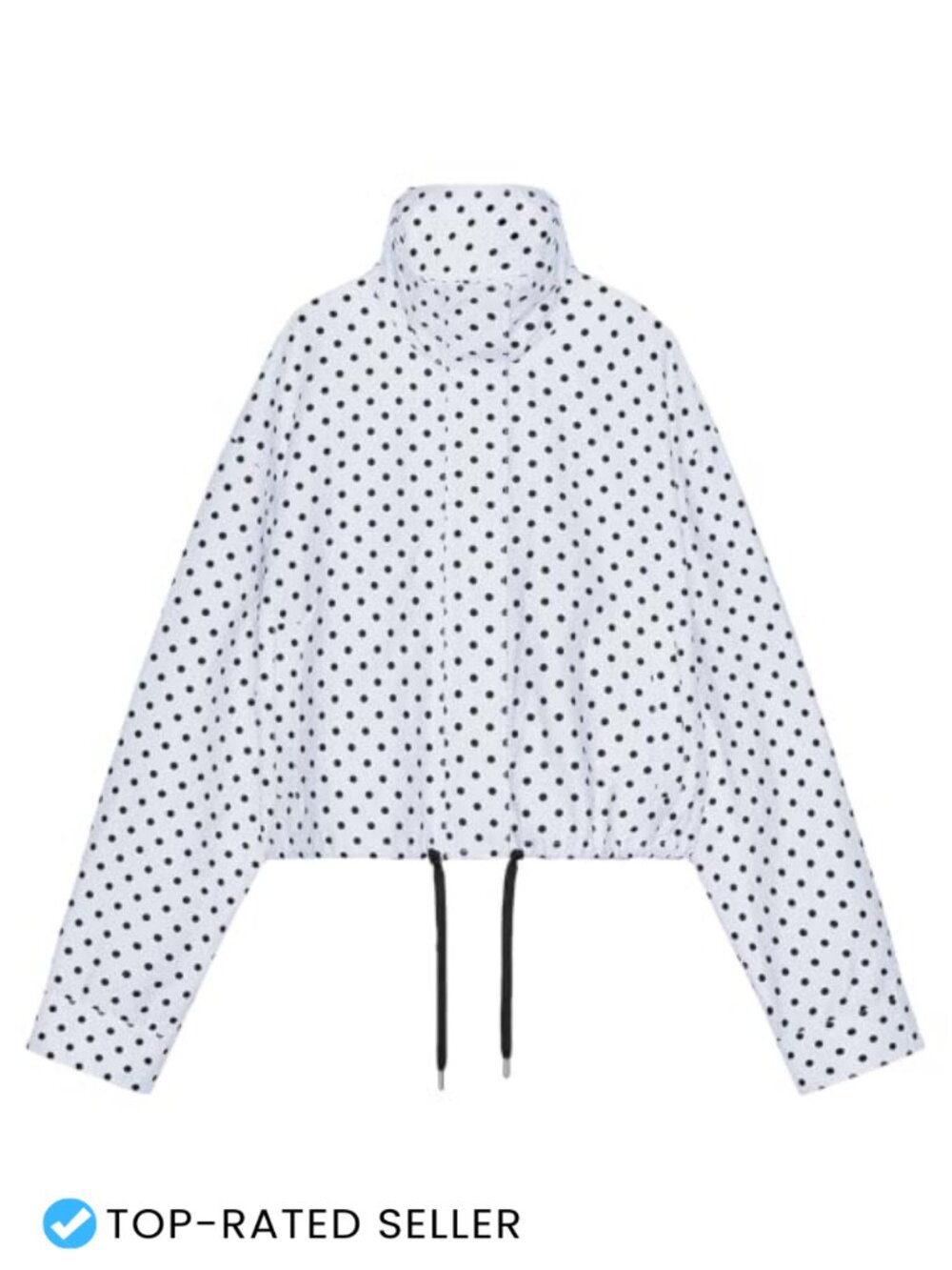Women Polka Dot Cropped Bomber Jacket Zip Up Lightweight Casual